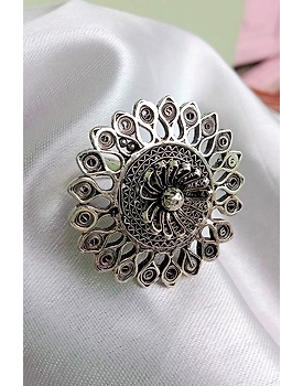 Silver Linings Oxidised Statement Silver Filigree Ring