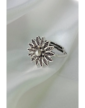 Silver Linings Sunflower Silver Filigree Ring