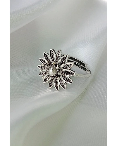 Silver Linings Sunflower Silver Filigree Ring-12666211