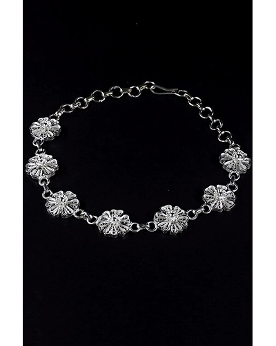 Silver Linings Wild Flowers Silver Filigree Handmade Bracelet-1