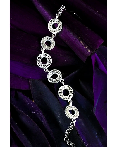 Silver Linings Circle of Life Silver Filigree Handmade Bracelet-12666217
