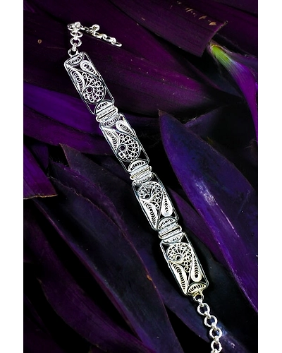 Silver Linings Paisley Silver Filigree Handmade Bracelet-1