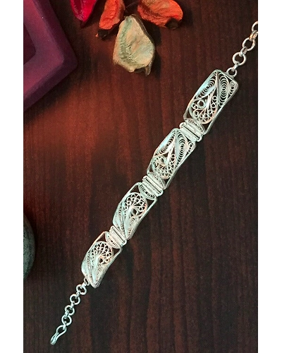 Silver Linings Paisley Silver Filigree Handmade Bracelet-2