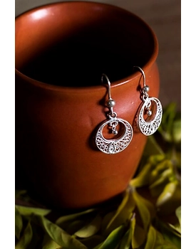 Silver Linings Mini Silver Filigree Handmade Chandbali Earrings