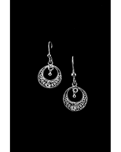 Silver Linings Mini Silver Filigree Handmade Chandbali Earrings-2