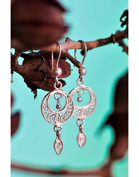 Silver Linings Swaying Silver Filigree Handmade Chandbali Earrings
