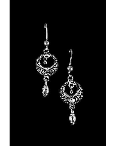 Silver Linings Swaying Silver Filigree Handmade Chandbali Earrings-1