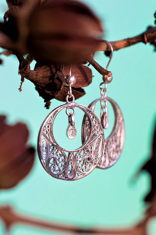 gonasika silver linings graceful silver filigree handmade chandbali earrings