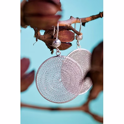 gonasika silver linings moon silver filigree handmade dangle earrings