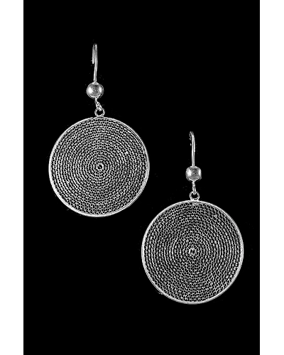 Silver Linings Moon Silver Filigree Handmade Dangle Earrings-2