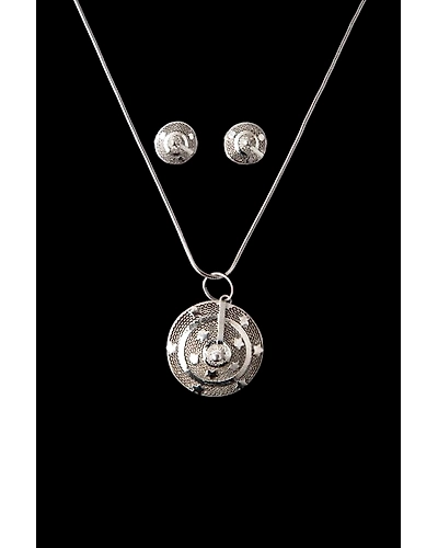 Silver Linings Madhumati Silver Filigree Handmade Pendant Set-1