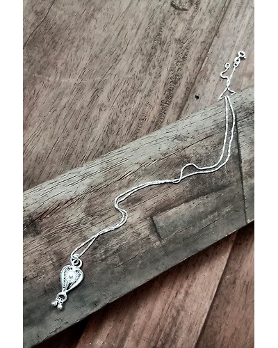 Silver Linings Heart Silver Filigree Handmade Pendant and Chain-2