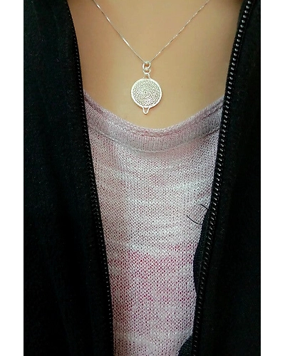 Silver Linings Moon Silver Filigree Handmade Pendant and Chain-1