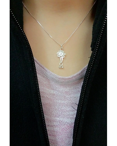 Silver Linings Petunia Silver Filigree Handmade Pendant and Chain-1