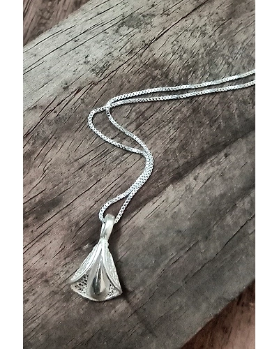 Silver Linings Pankhuri Silver Filigree Handmade Pendant and Chain-12666325