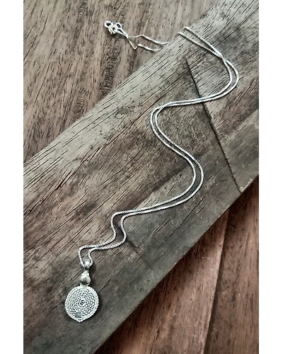 Silver Linings Lotus Silver Filigree Handmade Pendant and Chain-2