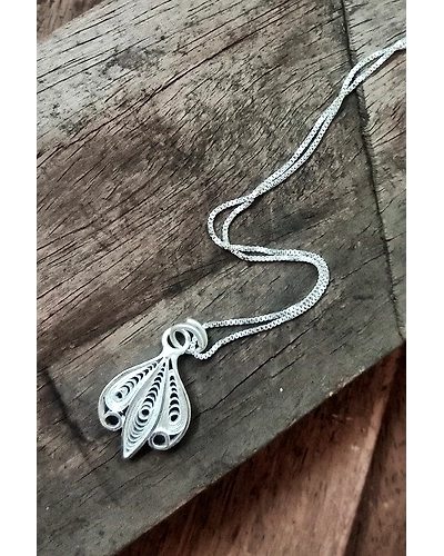 Silver Linings Chic Silver Filigree Handmade Pendant and Chain-12666323