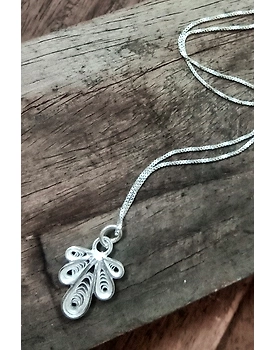 Silver Linings Middle Finger Silver Filigree Handmade Pendant and Chain