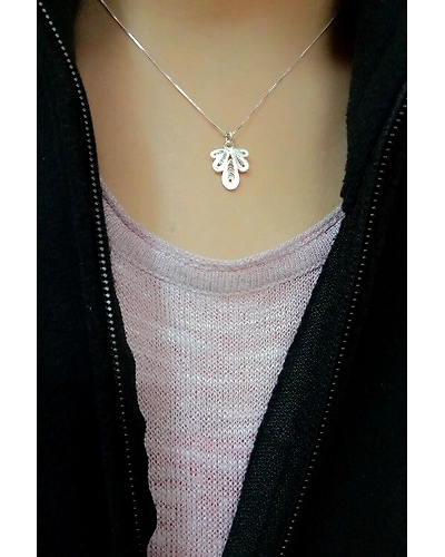 Silver Linings Middle Finger Silver Filigree Handmade Pendant and Chain-1