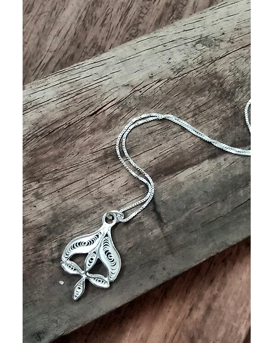 Silver Linings Designer Silver Filigree Handmade Pendant and Chain-12666355