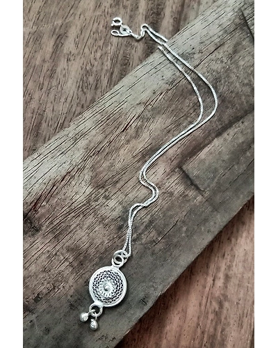 Silver Linings Tinkerbell Silver Filigree Handmade Pendant and Chain-12666353