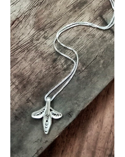 Silver Linings Petite Silver Filigree Handmade Pendant and Chain-12666347
