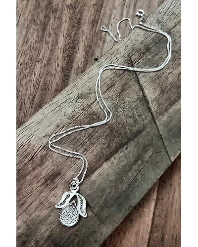 Silver Linings Tulip Silver Filigree Handmade Pendant and Chain-2