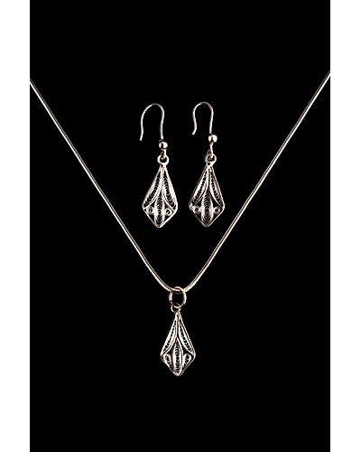 Silver Linings Kites Silver Filigree Handmade Pendant Set-2