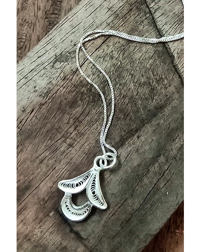 Silver Linings Blossom Silver Filigree Handmade Pendant and Chain-12666401