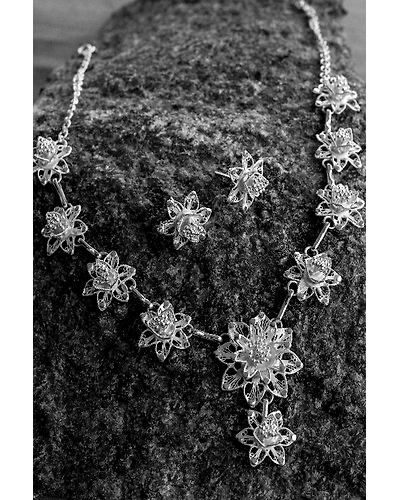 Silver Linings Classic Silver Filigree Handmade Necklace Set-12666479