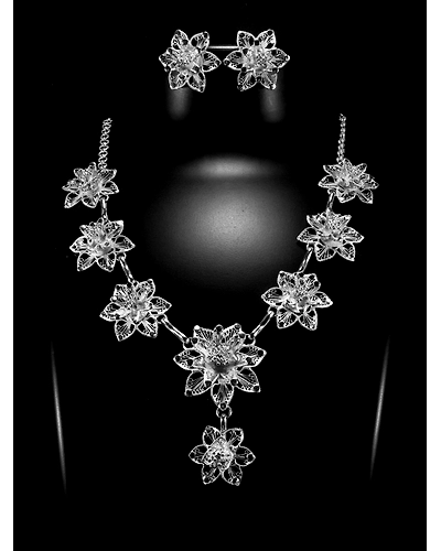 Silver Linings Classic Silver Filigree Handmade Necklace Set-1