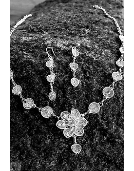 Silver Linings Blossom Silver Filigree Handmade Necklace Set