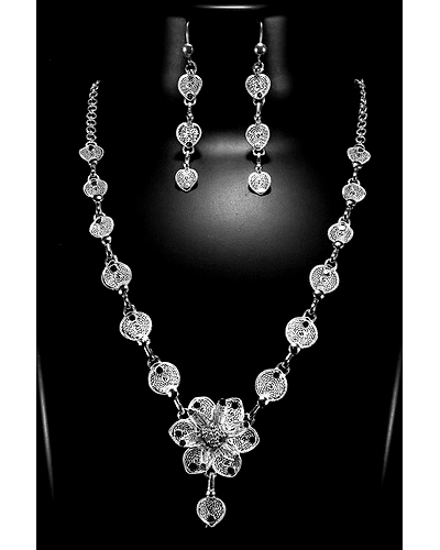 Silver Linings Blossom Silver Filigree Handmade Necklace Set-2