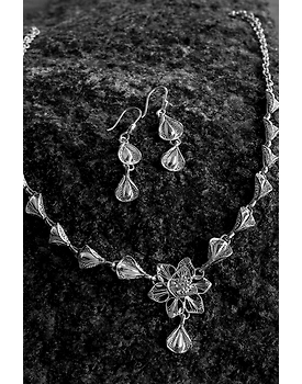 Silver Linings Petals Silver Filigree Handmade Necklace Set