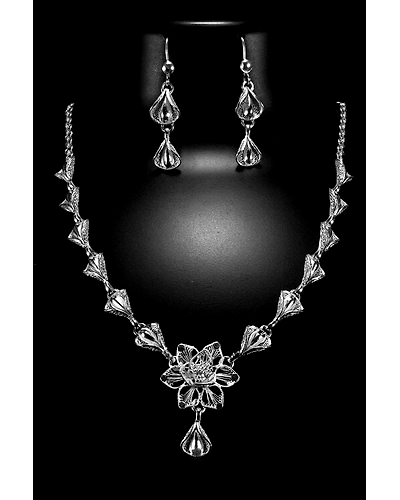 Silver Linings Petals Silver Filigree Handmade Necklace Set-2