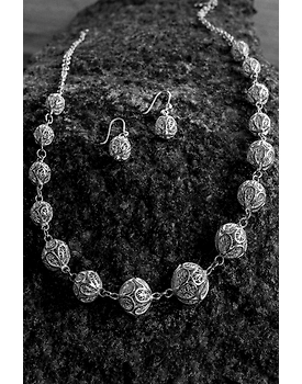 Silver Linings Rudraksha Silver Filigree Handmade Necklace Set