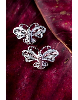 Silver Linings Butterfly Silver Filigree Handmade Studs Earrings