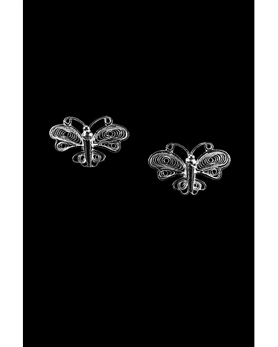 Silver Linings Butterfly Silver Filigree Handmade Studs Earrings-1