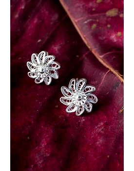 Silver Linings Chakri Silver Filigree Handmade Studs Earrings