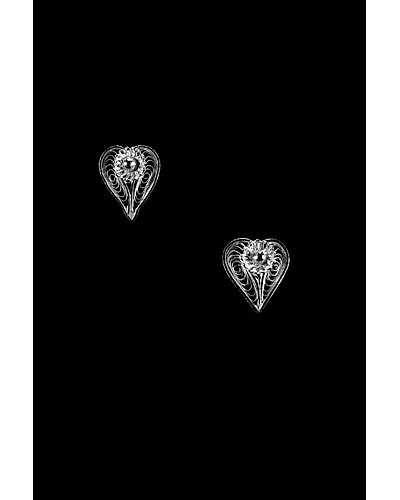 Silver Linings Heart Silver Filigree Handmade Studs Earrings-1