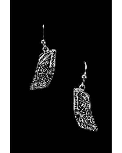 Silver Linings Paisley Silver Filigree Handmade Dangle Earrings-12666519