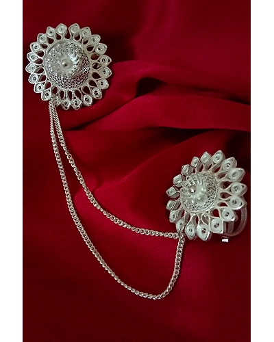 Silver Linings Gulzar Silver Filigree Handmade Duo Ring-12666585
