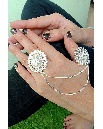 Silver Linings Gulzar Silver Filigree Handmade Duo Ring-1