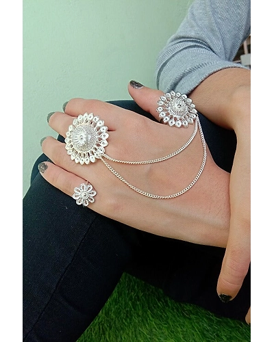 Silver Linings Gulzar Silver Filigree Handmade Duo Ring-2