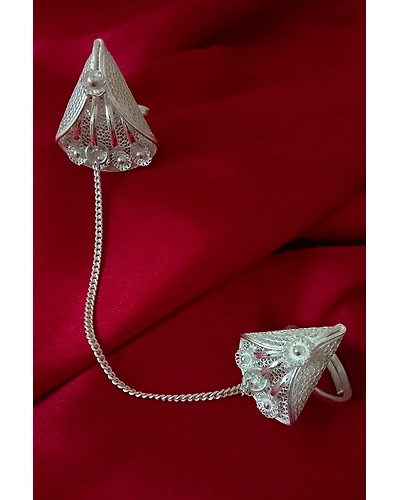 Silver Linings Gulshan Silver Filigree Handmade Duo Ring-12666583