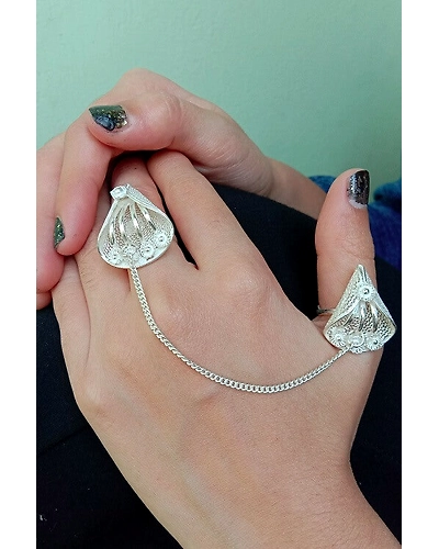 Silver Linings Gulshan Silver Filigree Handmade Duo Ring-1