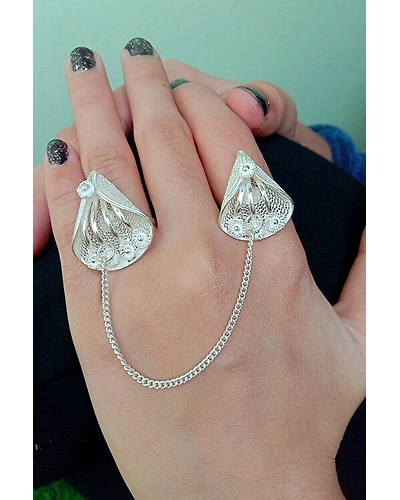 Silver Linings Gulshan Silver Filigree Handmade Duo Ring-2