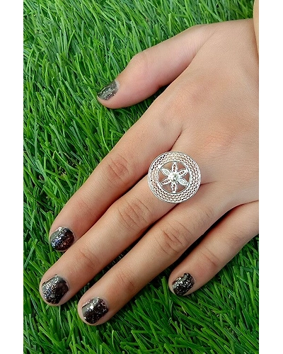 Silver Linings Chakra Silver Filigree Handmade Ring-1