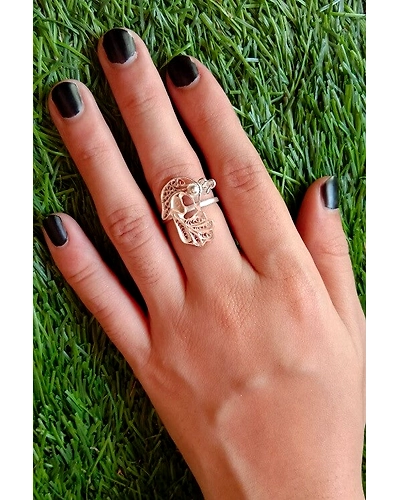 Silver Linings Peacock Silver Filigree Handmade Ring-1