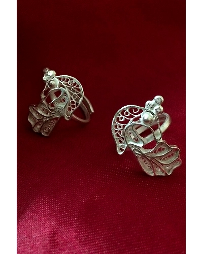 Silver Linings Peacock Silver Filigree Handmade Ring-2